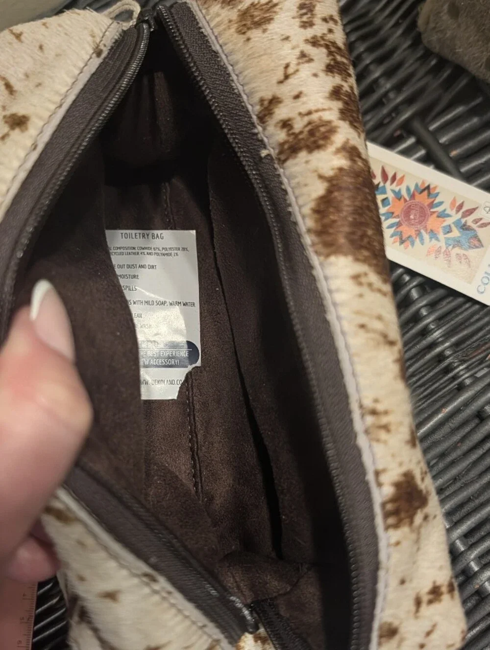 Deckoland World Traveler Cow Hide Toiletry Bags Lot Natural, Metallic & Dyed